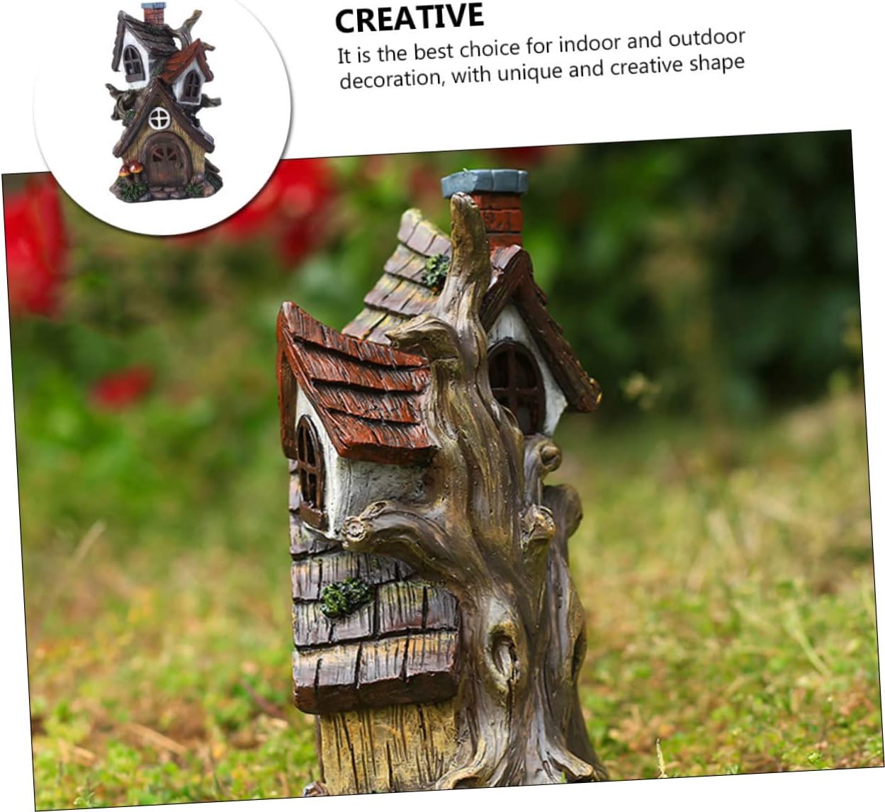 Yardwe Micro Landscaping Garden Decor Dual-Level Fairy House Resin Ornament for Outdoor Scenes Miniature Home Model for Garden Layout and Ideas