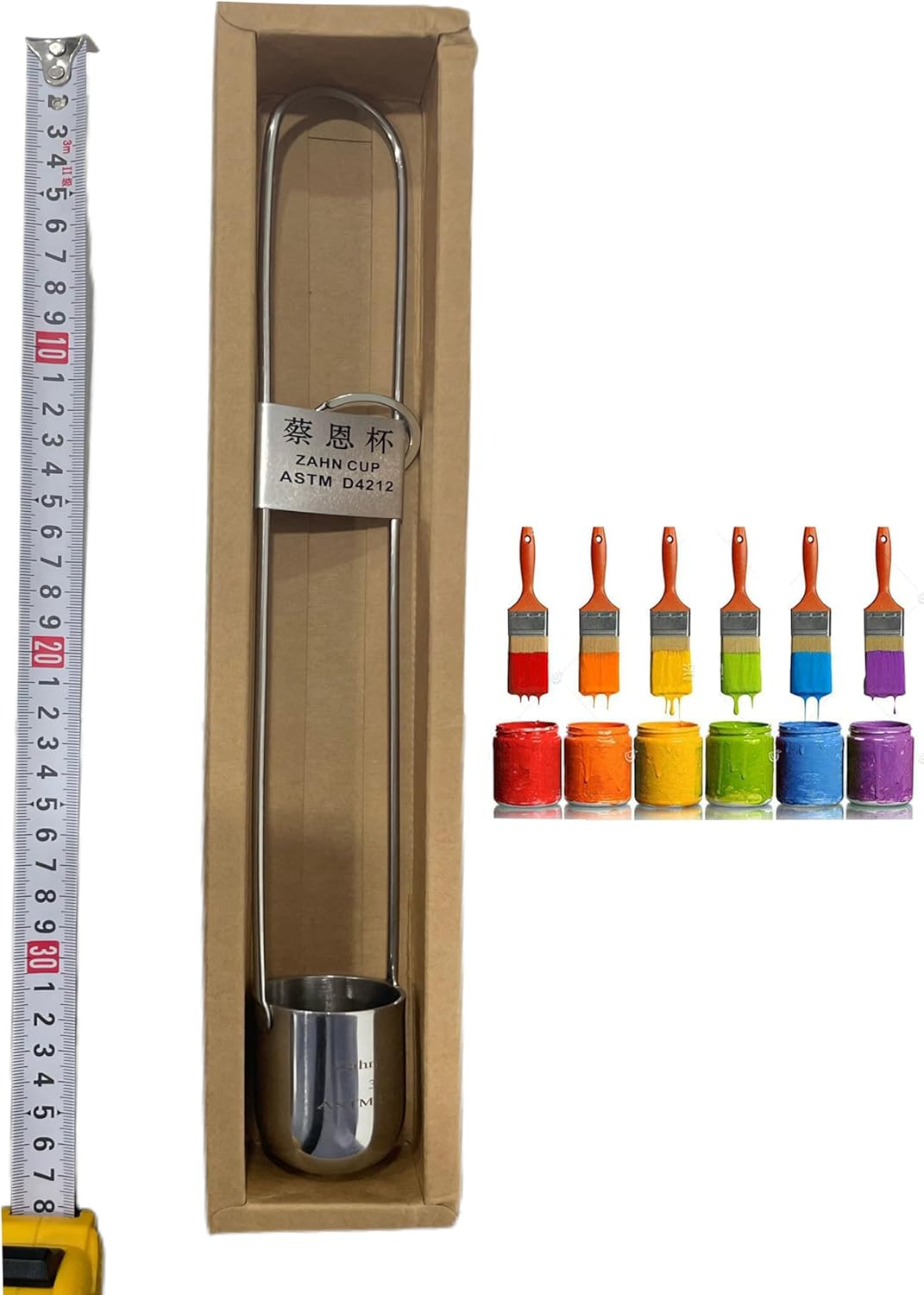 Zahn Viscosity Cup #2 Dip Type 44ml Stainless Steel Viscometer Flow Cup with Range 20cSt to 250cSt Aperture 2.7 mm ASTM D4212 Standard for Paint Finishes Oil