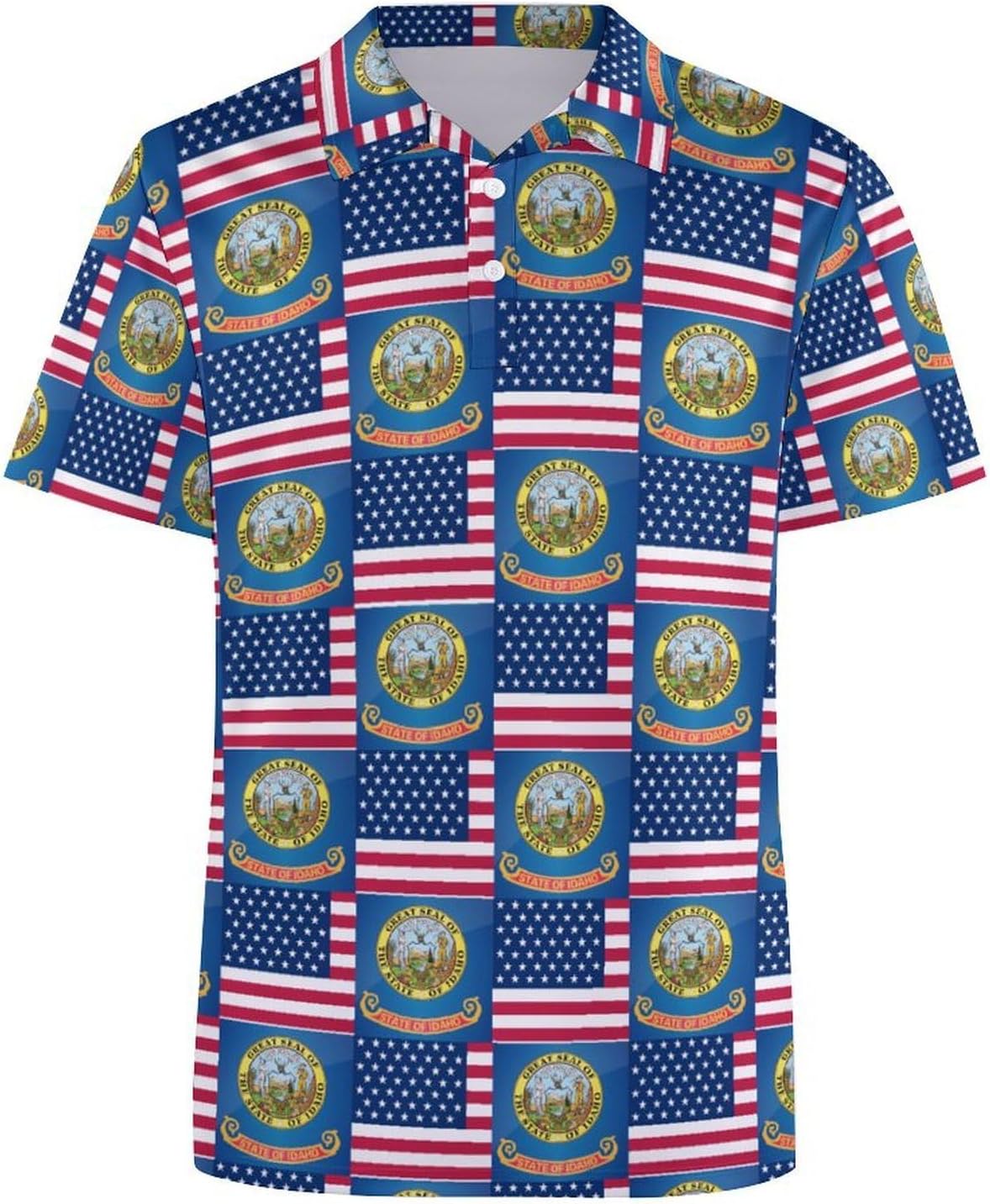 Flag of USA and Idaho Women's Golf Polo Shirts Short Sleeve Quick Dry Tennis Tops Casual Work Blouses
