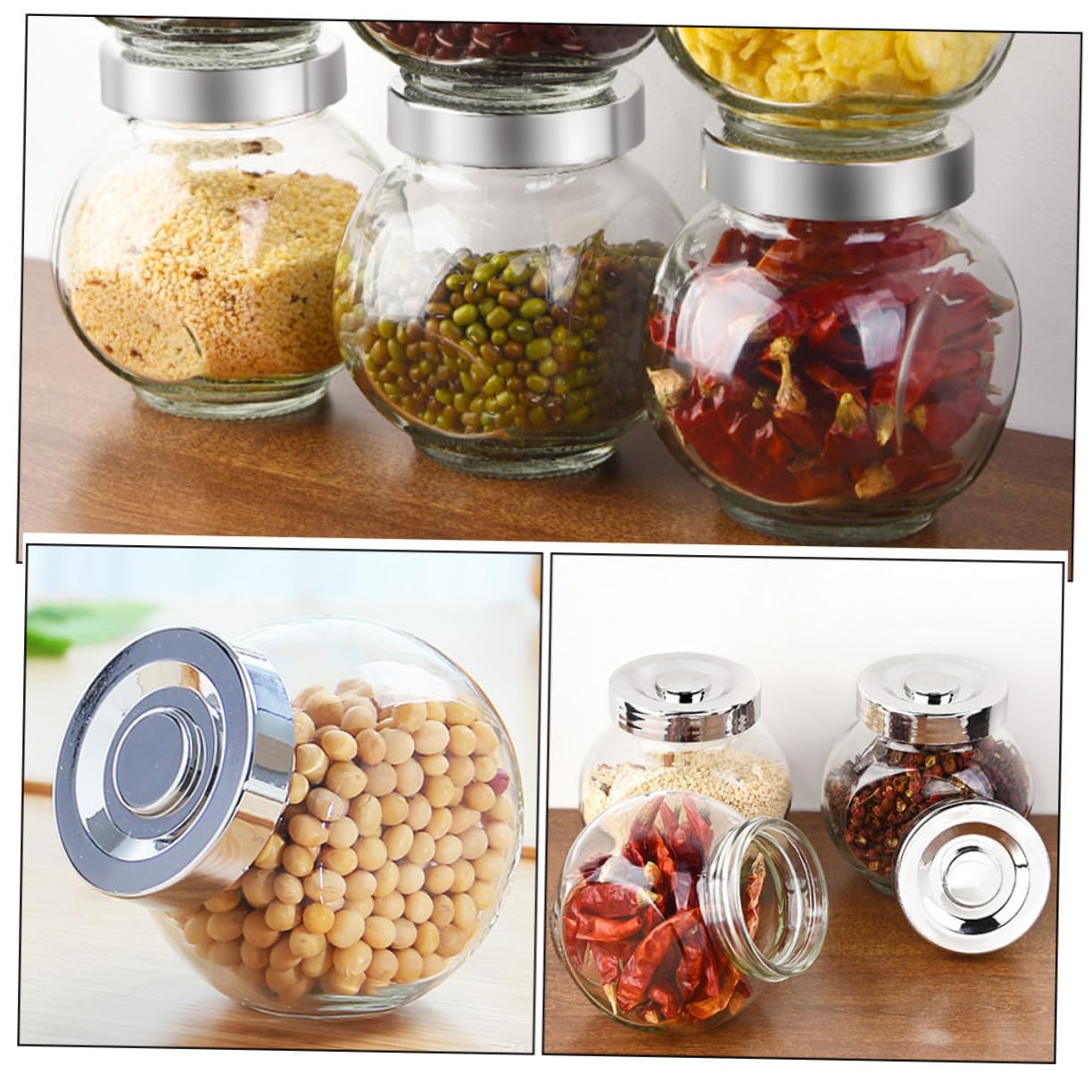 SHOWERORO 8 Stück Glas Vorratsgläser Mit Luftdichten Deckeln Transparente Vorratsbehälter Aus Langlebigem Glas Für Trockene Lebensmittel Kaffee Tee Und Snacks
