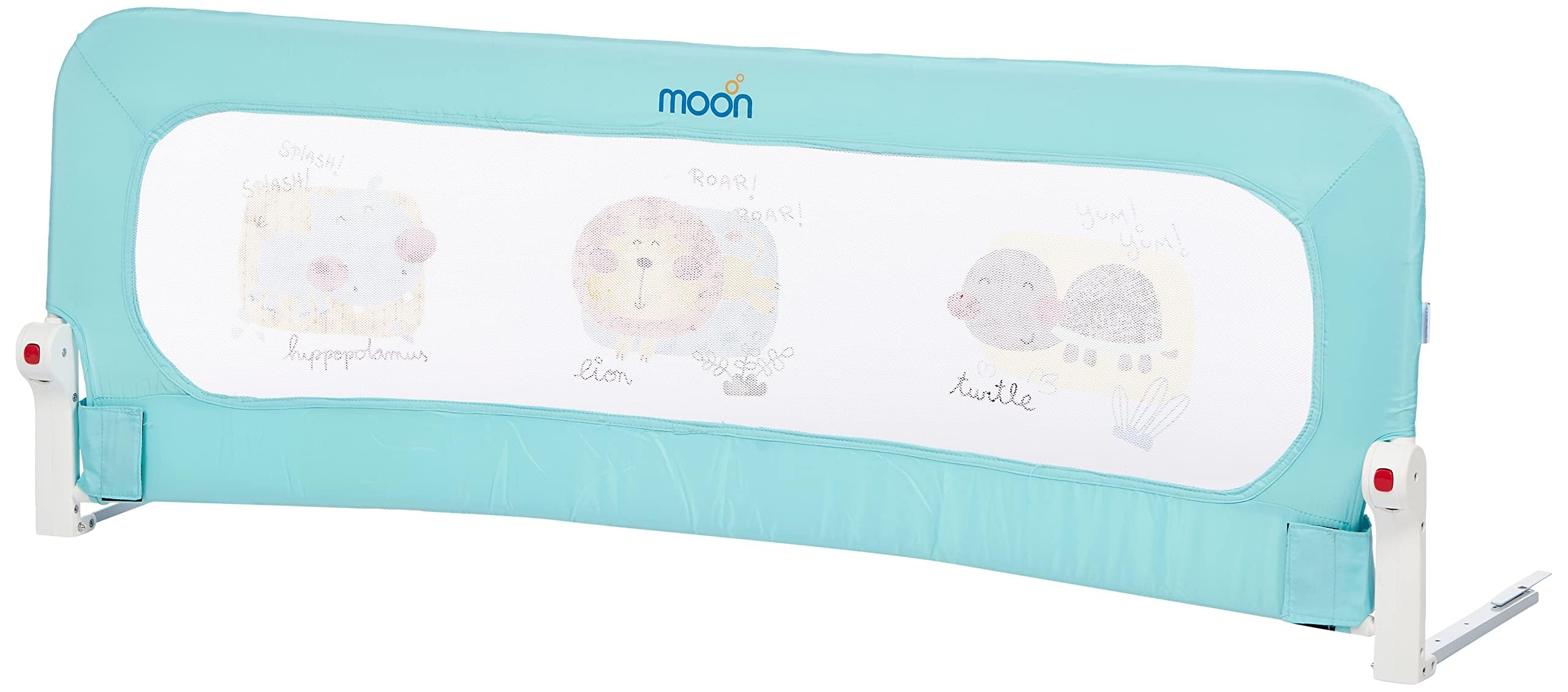 The Moon Brand Sequr Extra Long Safety Bed Rail For Kids / Toddler- Fits Single / King / Queen Size Beds - Accomodates Thick Mattress - Cute Animal Print, 150 Cm - Blue