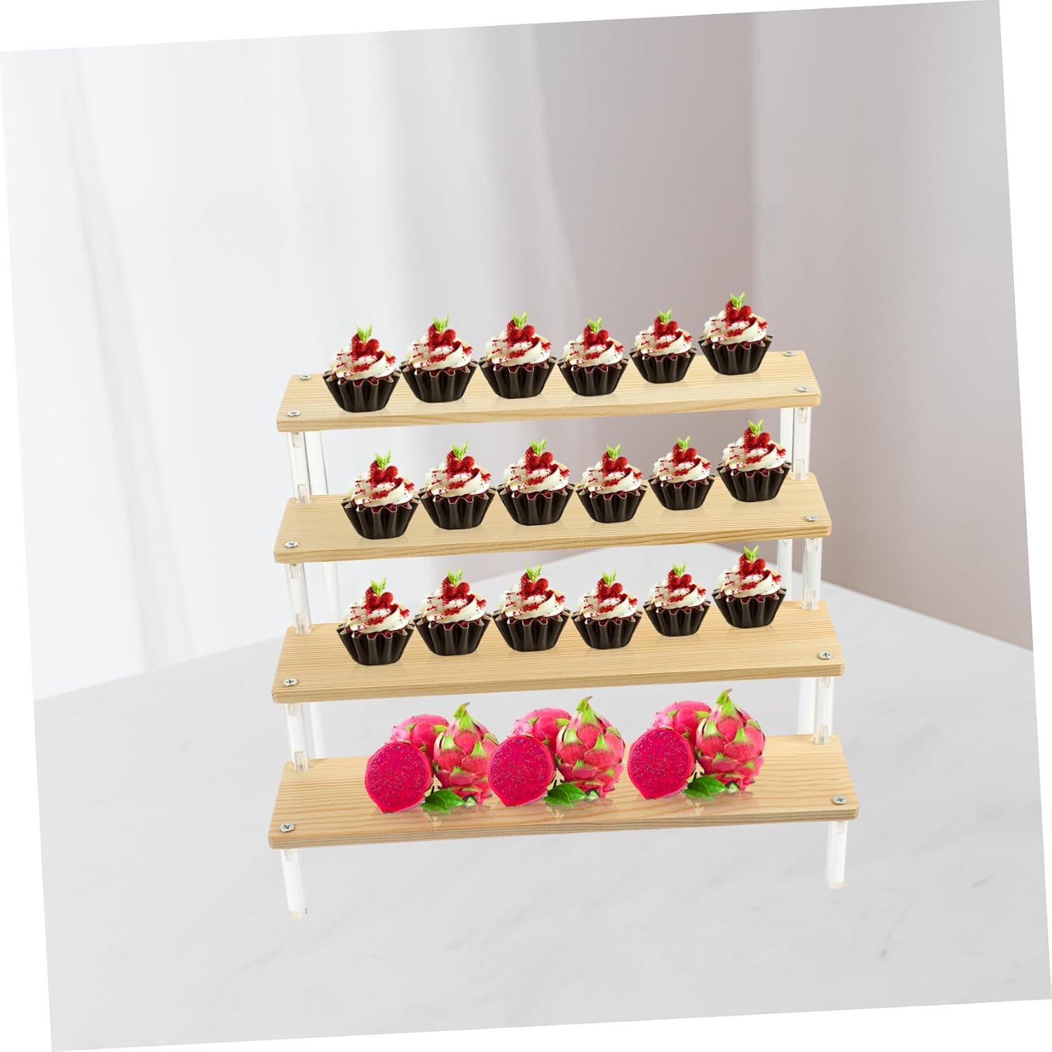 CANIGHT Acrylic Tiered Display Shelf Craft Organizer Stand for Collectibles Desserts and Handmade Items Design for Kitchen Office Bathroom Use