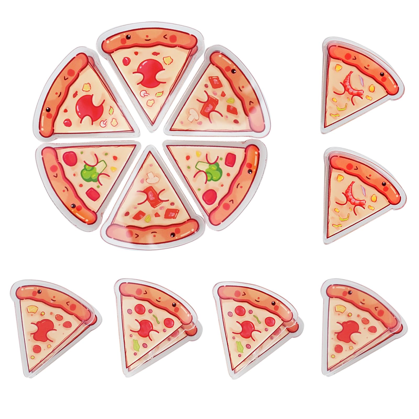 12 PCS Cute Food Bag Clips, Fun Pizza Shaped Chip Clip, Acrylic Paper Clip Bag Clips for Airtight Seal Food Storage(Style 1)