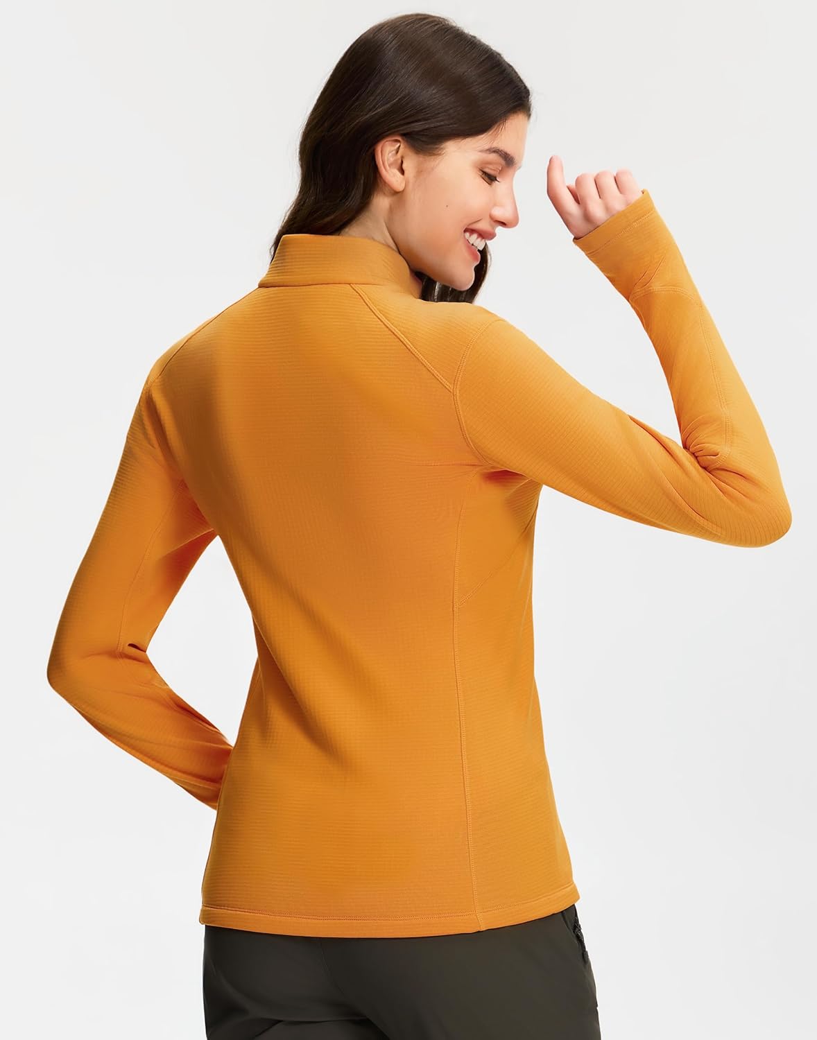 Pioneer Camp Women's Grid Fleece Lined Running Jacket Full Zip Winter Athletic Workout Scrub Jacket with Thumb Holes Midlayer - Image 7