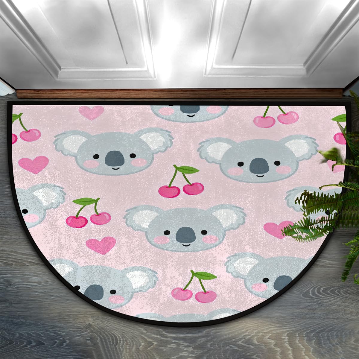 Paillasson demi-cercle koala lavable pour sécuriser et nettoyer les sols humides