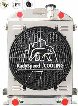 3 Row Aluminum Radiator Shroud Fan For 32-38 35 Ford Model Flathead Stock Height Truck V8, Replacement Radiator, Aluminum Radiador, Radiators