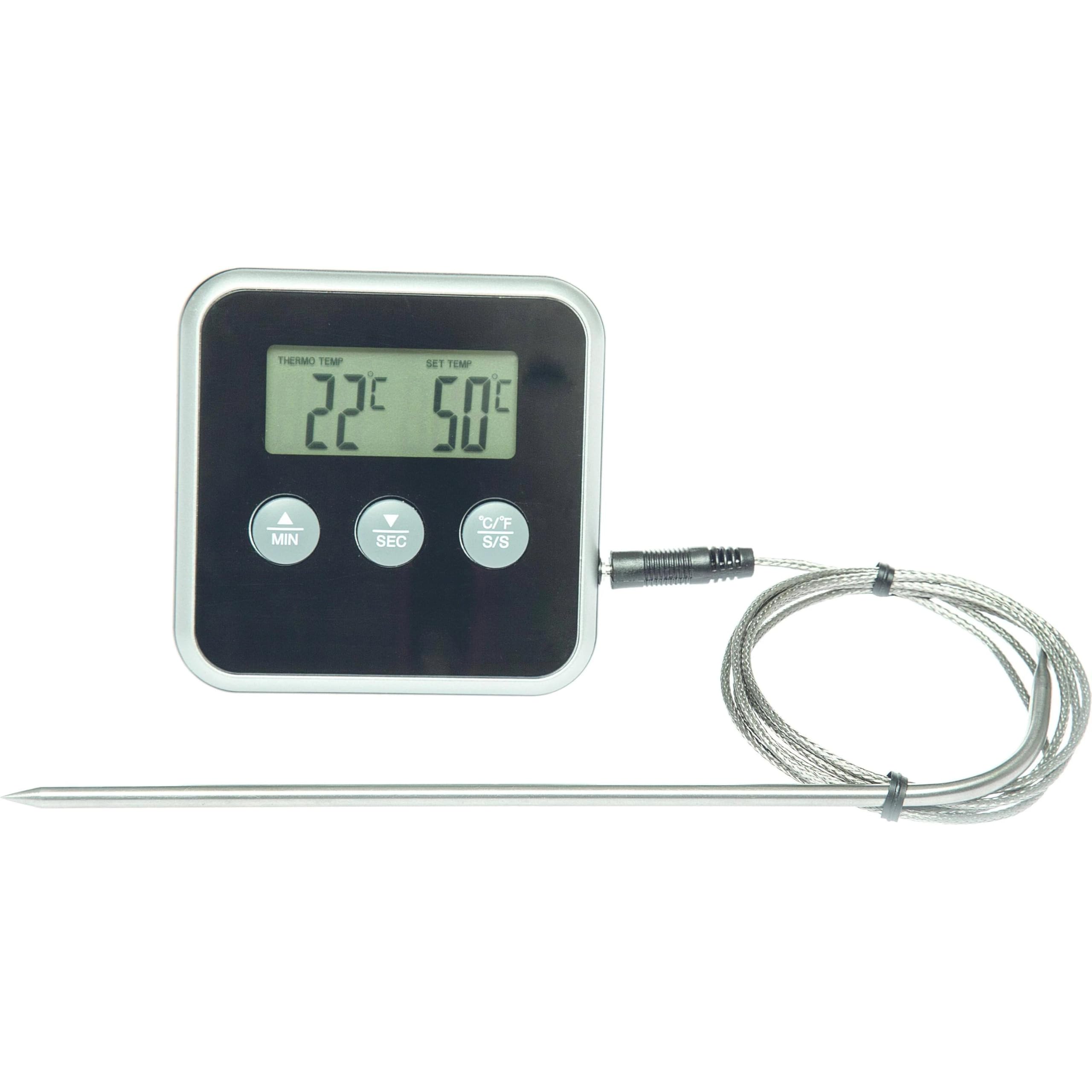 Electrolux E4KTD001 Termometro Digitale con Termosonda in Acciaio Inox per il Controllo Cottura della Carne, con Timer e Allarme Acustico