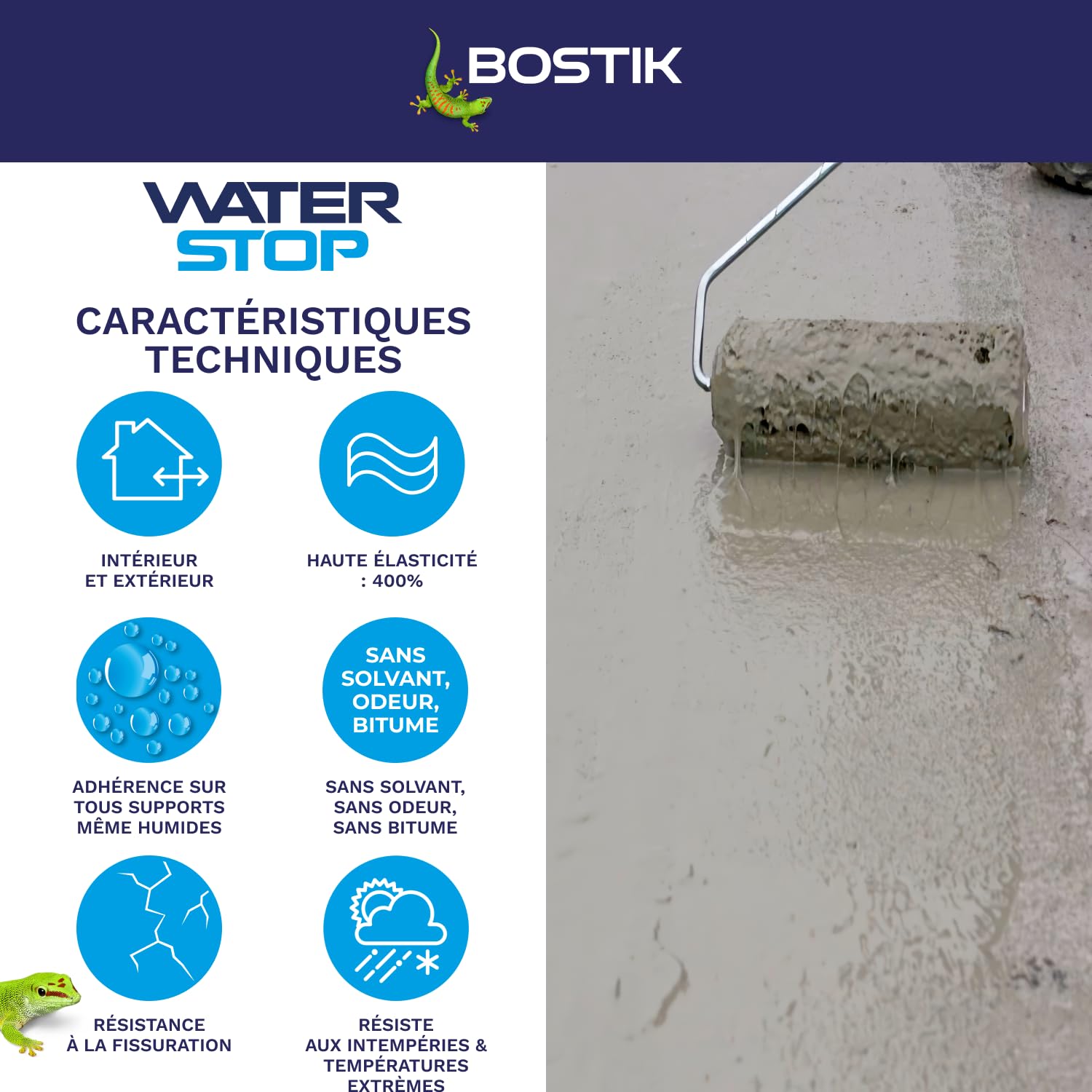 Bostik Waterstop Blanco 6 kg – Membrana impermeabilizante para techos, canalones y paredes – Repara fugas, infiltraciones y grietas – Resistente a los rayos UV & temperies
