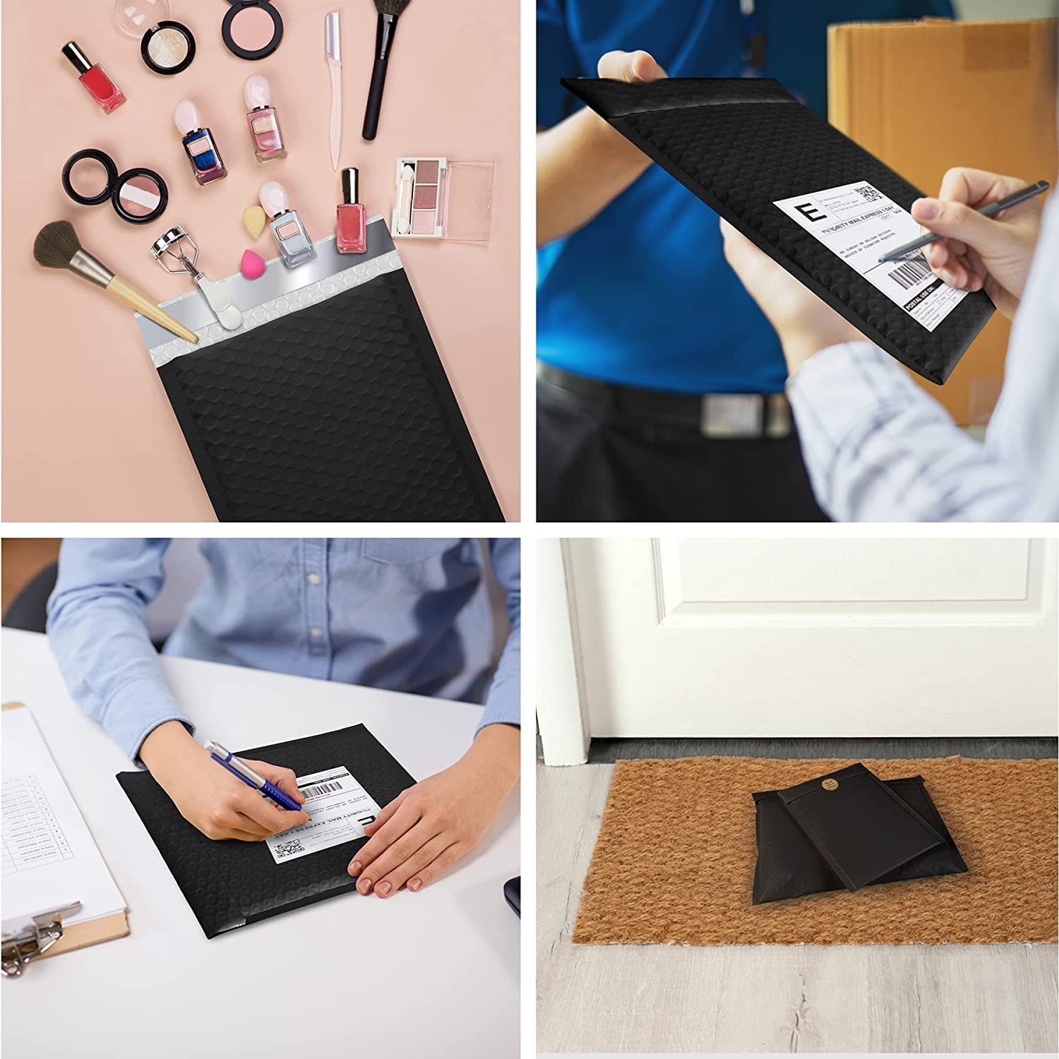 DERAYEE 30pcs Sac à Bulles en Polyéthylène Remplissage Enveloppe 18x23cm | Enveloppes Bulles Matelassée Étanche pour Emballage Expédition Auto-Scellant (Noir)