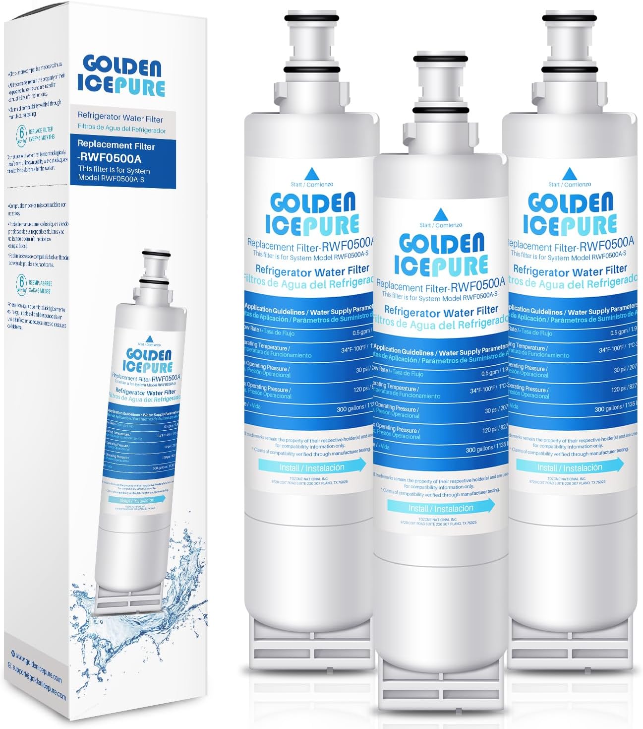 - GOLDEN ICEPURE 4396508 Refrigerator Water Filter, Replacement for EveryDrop Filter 5, 4396510, EDR5RXD1, Whirlpool 4396508, 4396510, 4392857, Kenmore 46-9010, NLC240V 3PACK