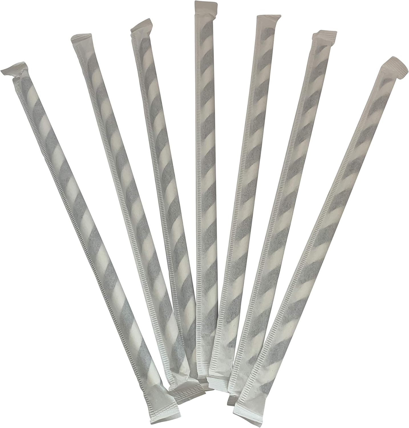 400 Count | Kingseal FSC Certified Disposable Paper Drinking Straws, Paper Wrapped, 7.75" Length x 6mm Diameter, Black Swirl Stripe, Biodegradable, Earth Friendly, Bulk Pack - 400 Straws per Box - Image 2