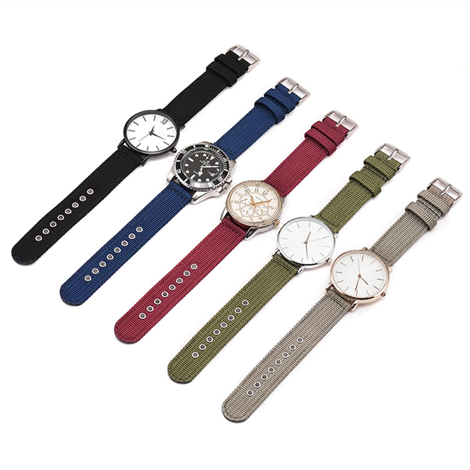 Nylon Uhrengurt Schnelle Freisetzung grüner Nylon -Uhrenbandstreifen 18mm 20 mm 22 mm 24mm Sport Watchband Armband -Gürtel Ersatz Handgelenk NATO -Gurt /18mm