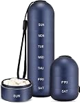 Zannaki Metal Travel Pill Organizer, Portable Waterproof Weekly Pill Box, Large Aluminum Alloy Pill Case Container, BPA Free 7 Day Daily Medicine Organizer Holder for Vitamin, Fish Oil, Supplement