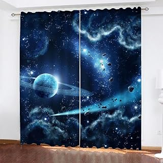 Planeten des Weltraumuniversums Verdunkelungsvorhänge Mit Ösen Blickdicht Gardine Für Kinder Und Jugendliche, 2 Paneele (A,100x140cm(2x50x140cm))