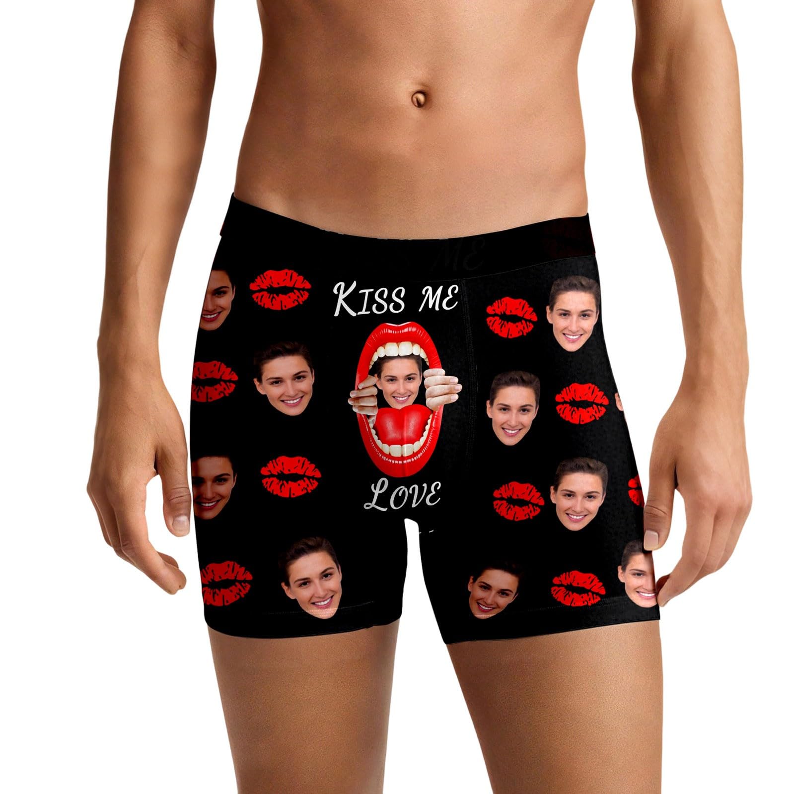 Custom Underwear for Men Women Personalized Boxer Short with Face Funny Faces Photos Gift for Valentines Birthday