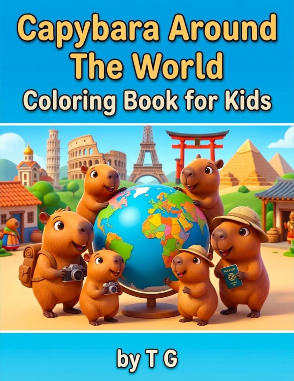 Capybara Around The World Coloring Book for Kids