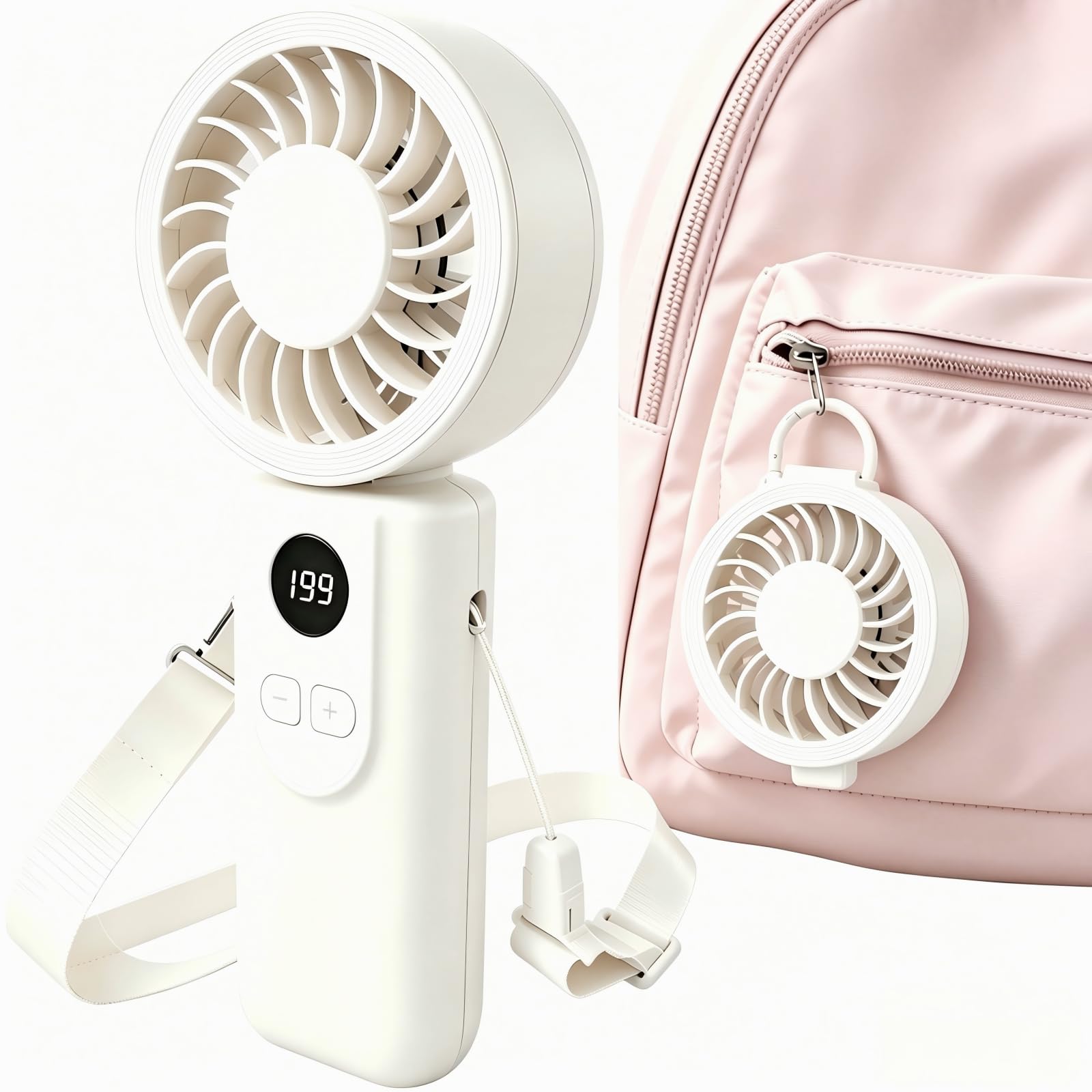 Neuonn Handheld Fan, 5 Speeds with 4000mAh (USB-C) Battery, 3 in 1 Portable Hand Fan, 235g Light-weight for Hand/Table/Neck, LED Display for Office/Summer Travel/Beach