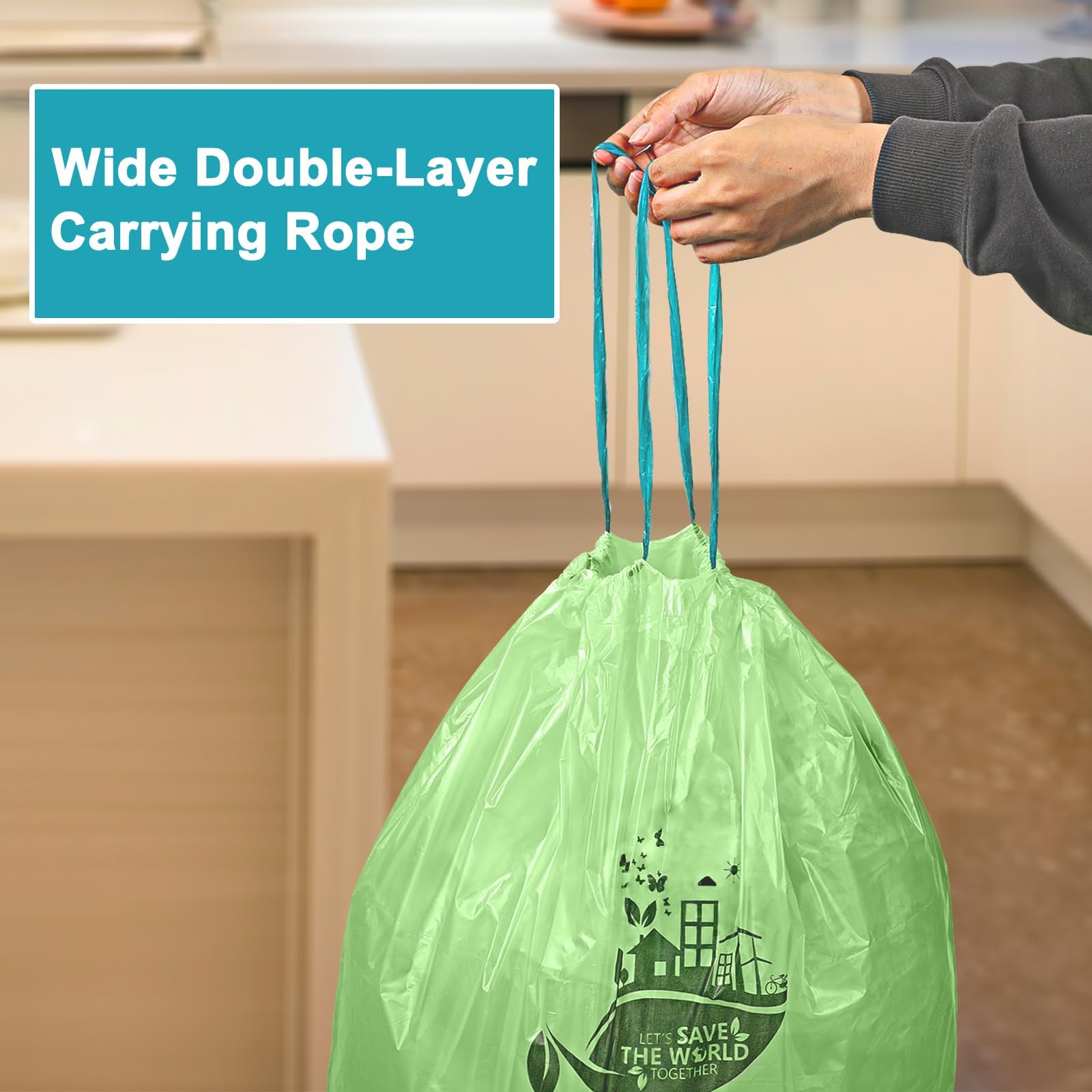 HECTOLIFE Bolsas de basura compostables de 13 galones, bolsa de residuos de comida de cocina, ASTM D6400, certificación US BPI y Europe OK Compost Home, 200 unidades