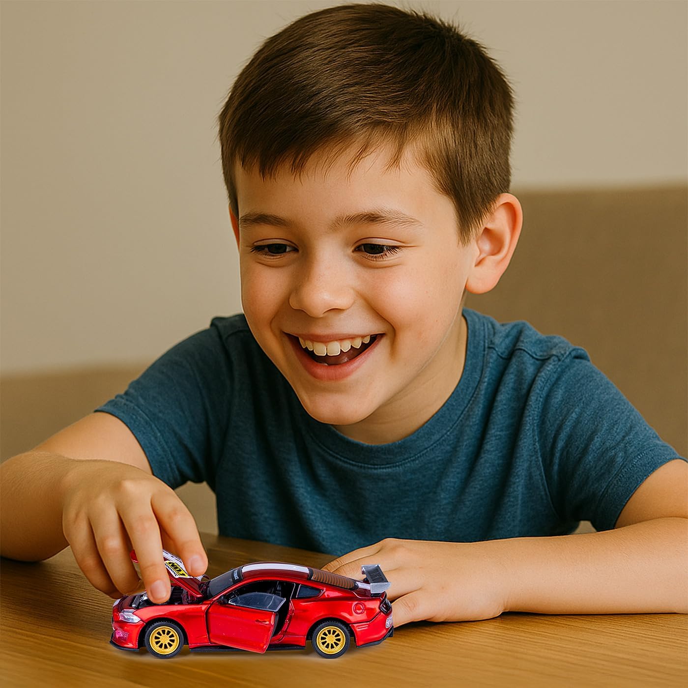 JAMARA 402609 Ford Mustang GT Diecast 1:42 - Model Car Toy, Children's Car, Model Mini Vehicles, Gift Idea for Children, Opening / Closing Doors Manual, Tuning
