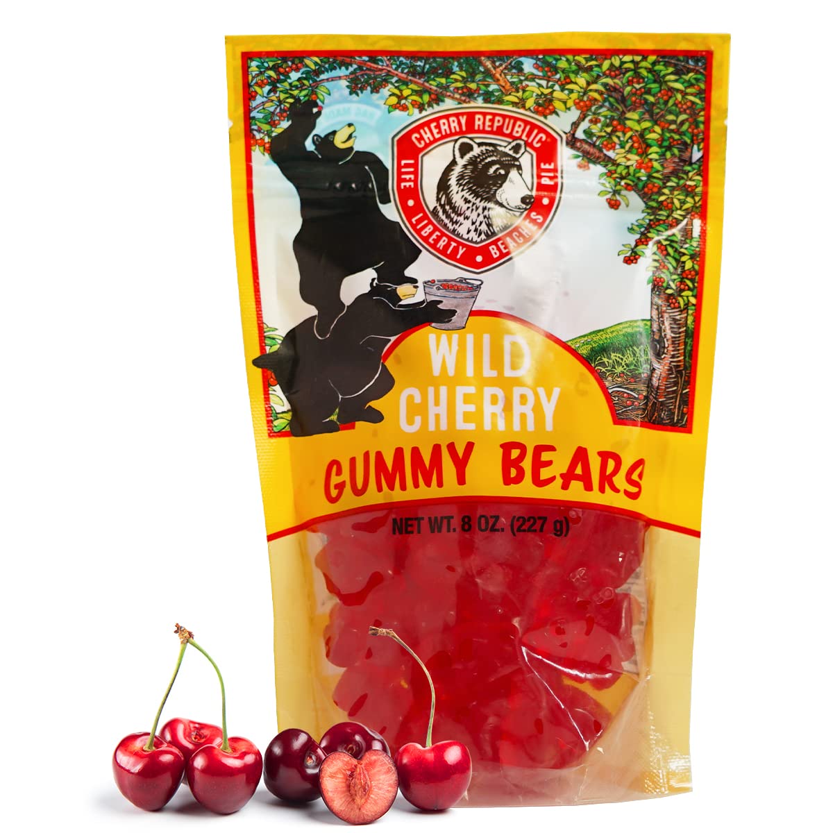 Cherry Republic Wild Cherry Gummy Bears - Resealable Pack Gourmet Snack - Single 8 oz Bag