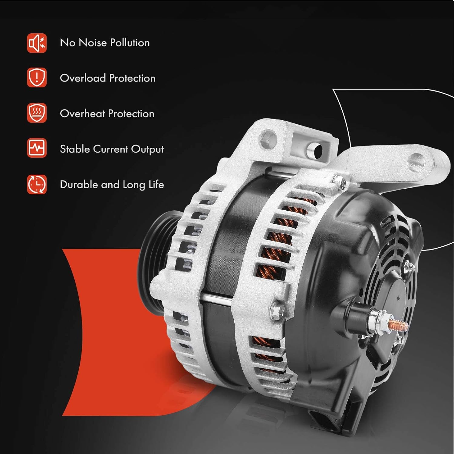 A-Premium Alternator Compatible with Buick LeSabre & Pontiac Bonneville, 2004-2005, V6 3.8L, 12V 140A 6-Groove Pulley Clockwise
