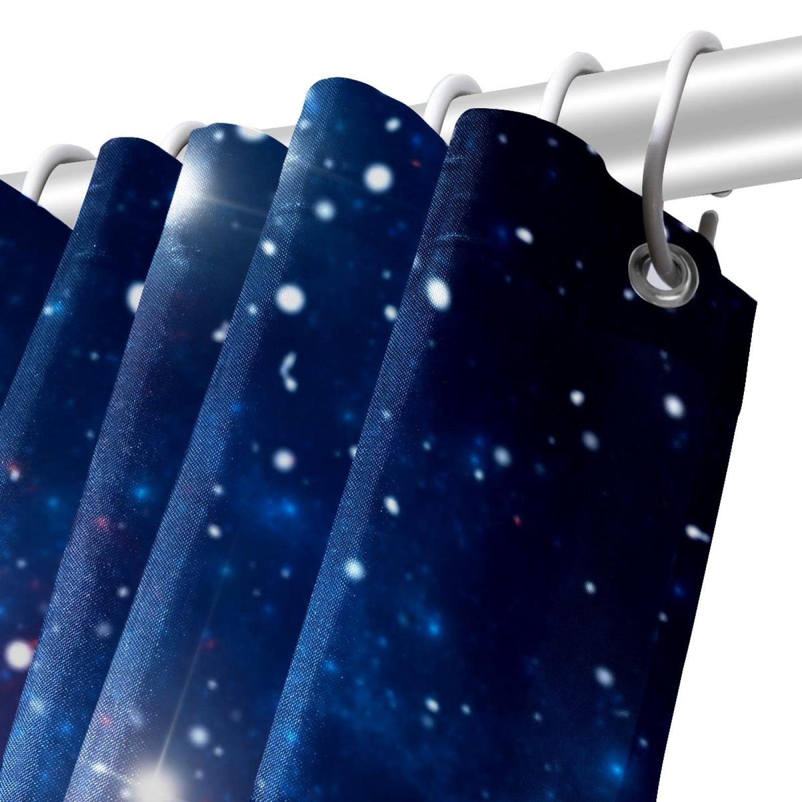Blaue Galaxie-Duschvorhang-Set – 183 X 183 Cm, Polyester, Mit Weltraum-Druck, Inkl. 12 Haken, Wasserabweisend & Maschinenwaschbar