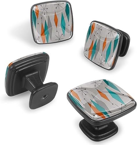 Miniatura 2 de 4 pomos de gabinete de mediados de siglo, modernos tiradores de cajón de diamante para cocina, armario, baño, tocador, cuadrados (1.181 in)