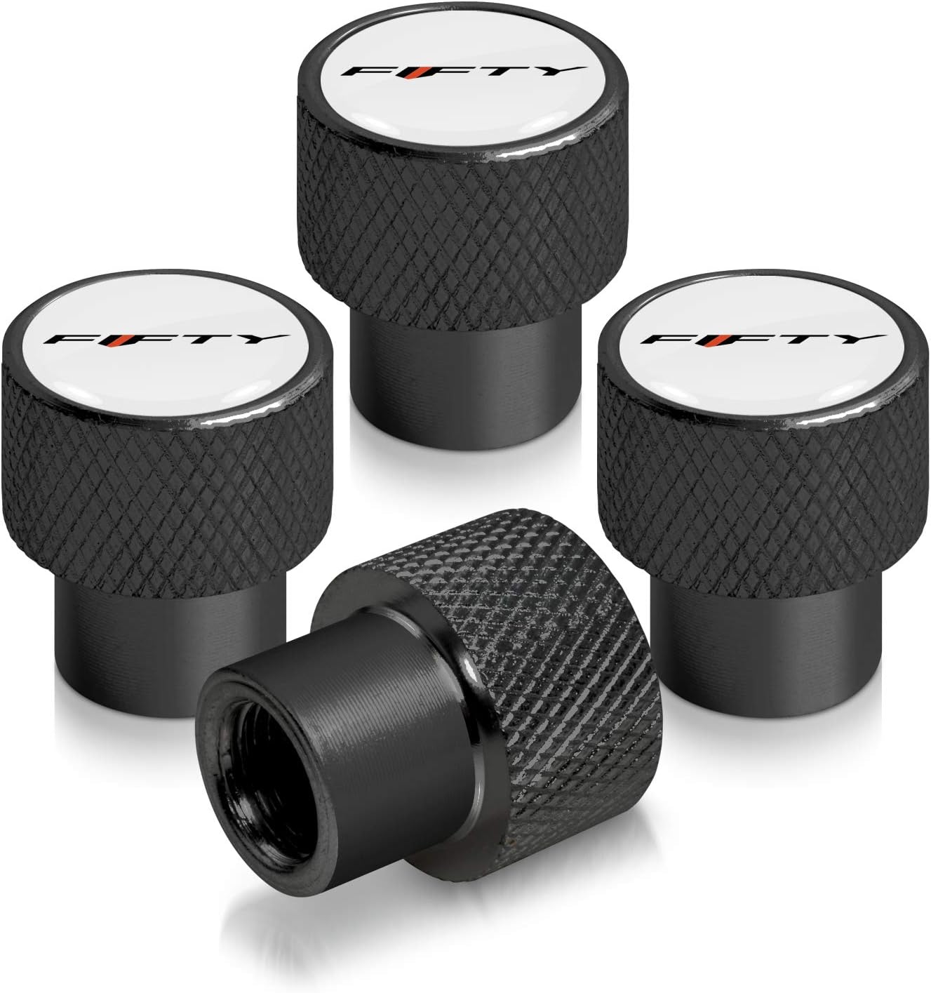 iPick Image for Chevrolet Camaro 50 Years Black Easy-Grip Aluminum Tire Valve Stem Caps