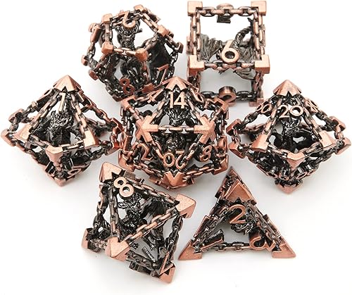 Miniatura 9 de LDICEK DND - Juego de dados de metal DND, dados de metal huecos, dados de 7 piezas, juego de dados poliédricos steampunk para RPG, MTG, Pathfinder,