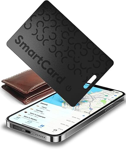 Wallet Tracker Card Air Tracker Tag (iOS Only) - Work with Apple Find My, Rechargeable Slim Bluetooth Tracker Smart Card Wallet Finder, IP68 Waterproof, Item Locator for Luggage Tags, Passports, Purse