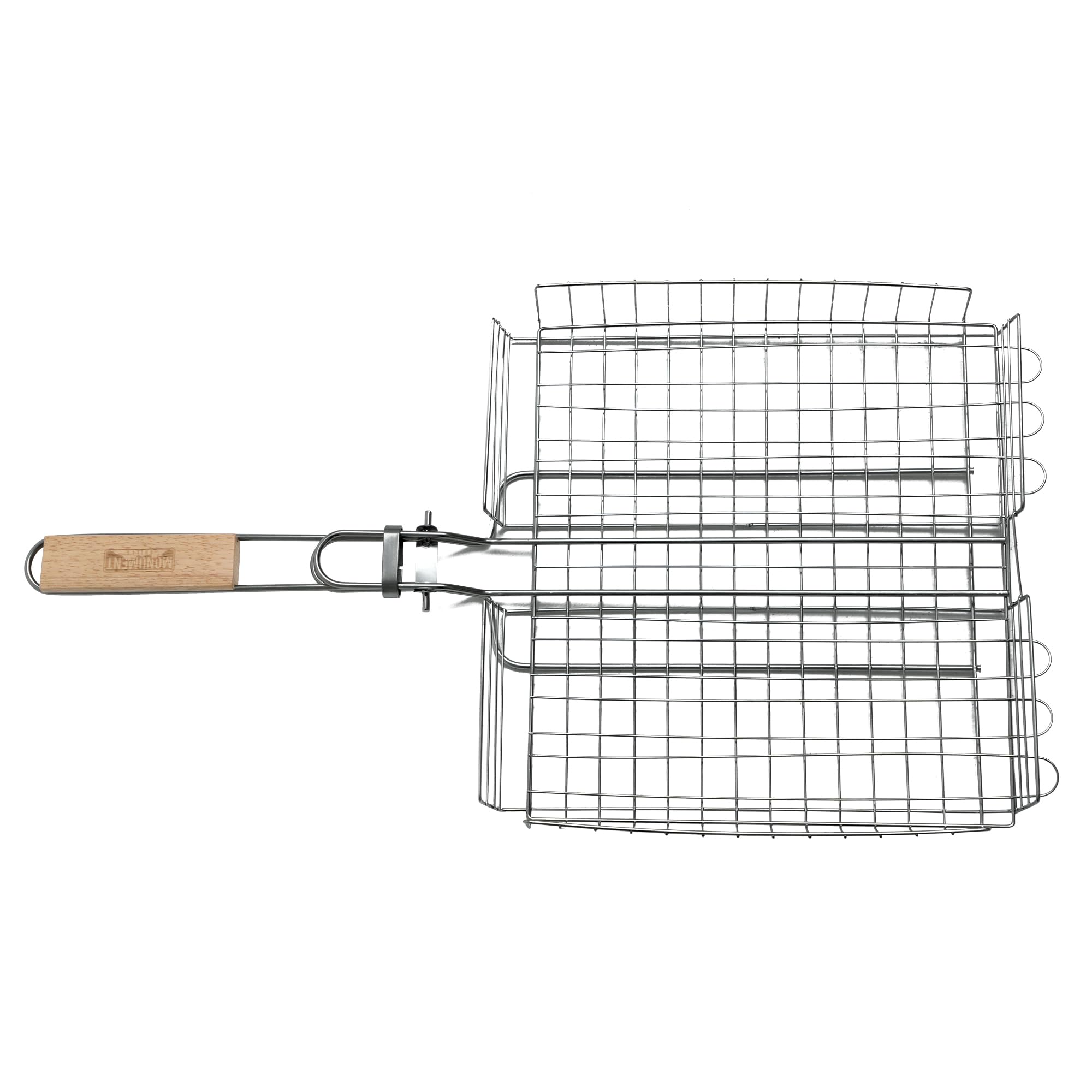 Monument Grills Edelstahl-Grillkörbe A115 für BBQ, mit abnehmbarem Griff, gleichmäßiges Erhitzen für Fisch, Gemüse, Burger, Camping & Kochen im Freien, 65 x 34,3 x 4,7 cm