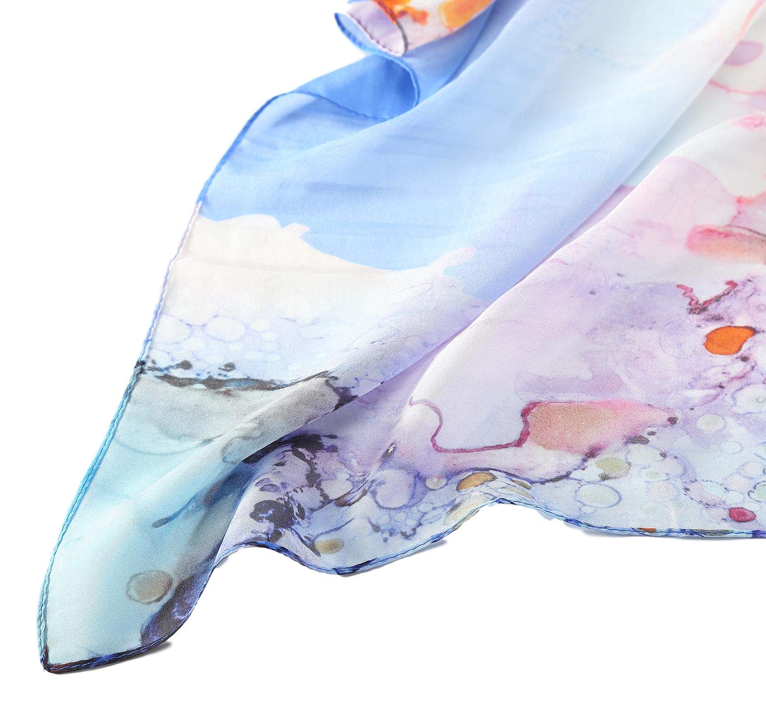 JWSilk Longue écharpe en mousseline de soie imprimé floral
