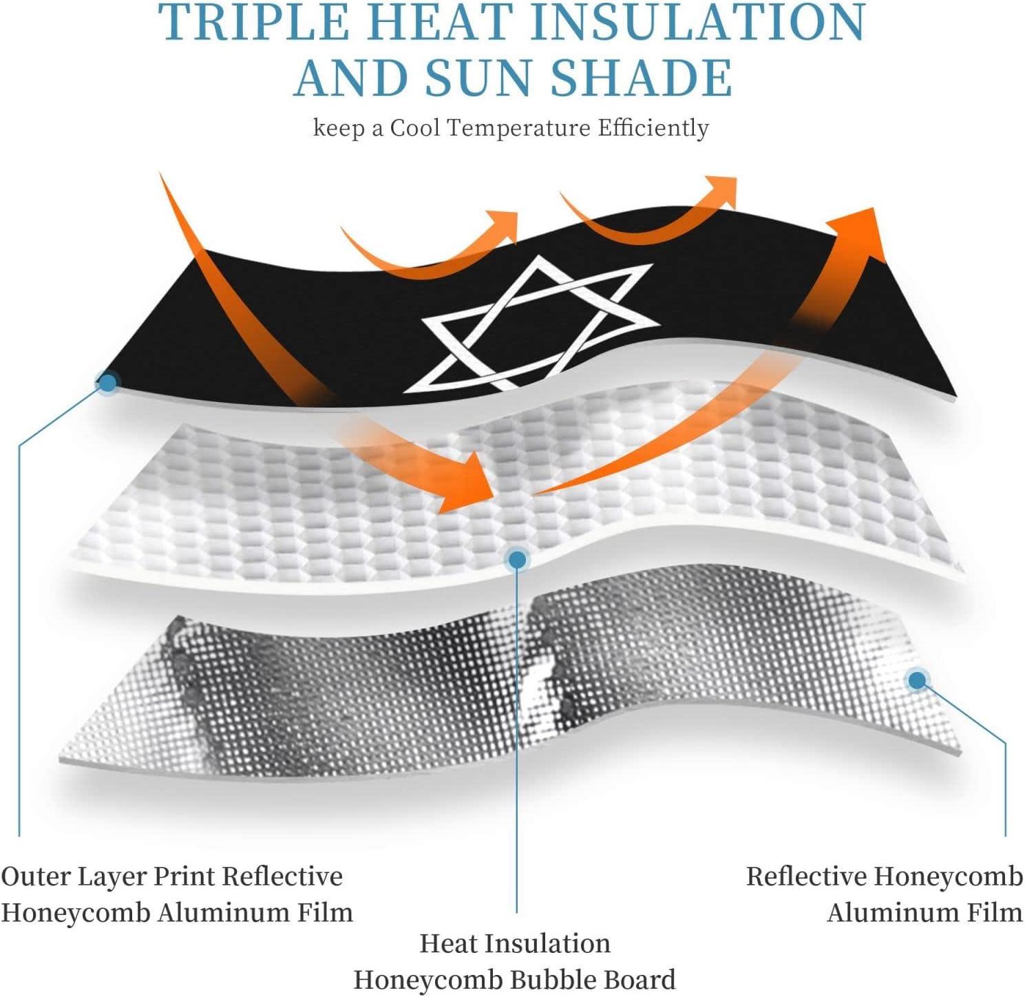 Star of David Car Windshield Sun Shade Keep Your Vehicle Cool, for SUV Cars Trucks Universal Sun Shade