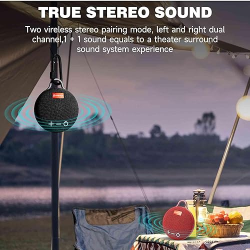 Miniatura 4 de UrbanX Altavoz Bluetooth 5.0 ultraportátil con clip, tiempo de reproducción de 12 horas, altavoz compacto con sonido grande, graves intensos,