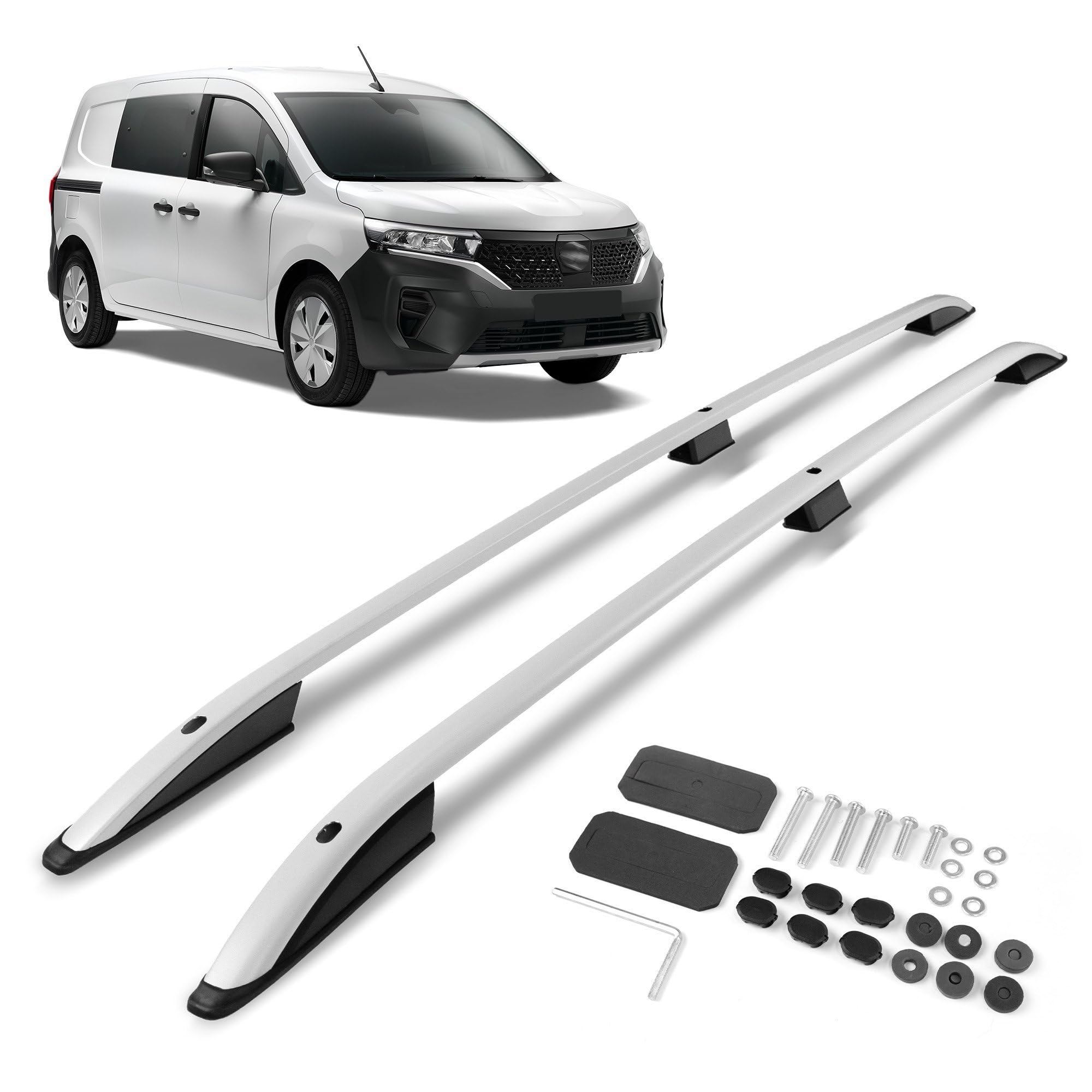 CHROMEMASTER | Relingi Dachowe Kompatybilne z Nissan Townstar EV L2 LONG 2022+; Zamontuj na Relingach Bagażnik Dachowy, Kosz Dachowy, Boks Dachowy lub Uchwyt Rowerowy | Konstrukcja z Aluminium