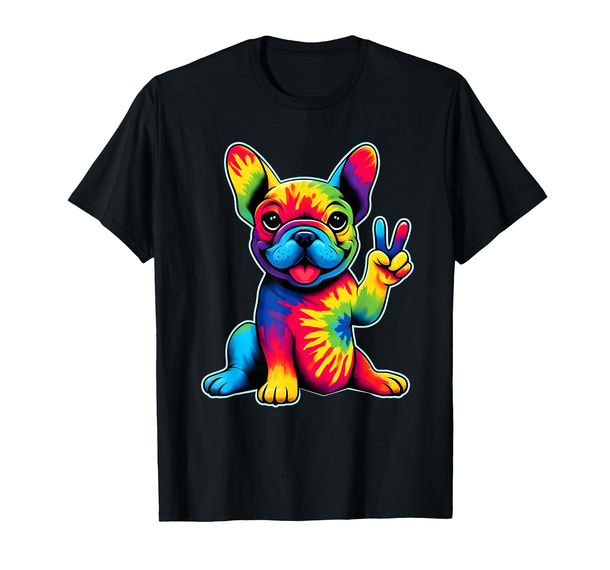 French Bulldog Tie Dye Frenchie Dog Lovers Peace Sign Hippie T-Shirt