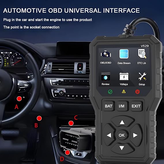 OBD2 Advanced Diagnostic Tool Professional Engine Code Reader, OBD II Scanner Code Reader Engine Fault Scanner CAN Diagnostic Scan Tool for 1996 or Newer OBD2 Protocol Vehicle (Black)