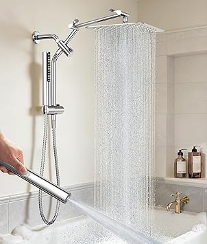 25% off: Veken All Metal 10" Shower Head with Handheld, Luxurious Square Double Rain Shower Heads, Power …