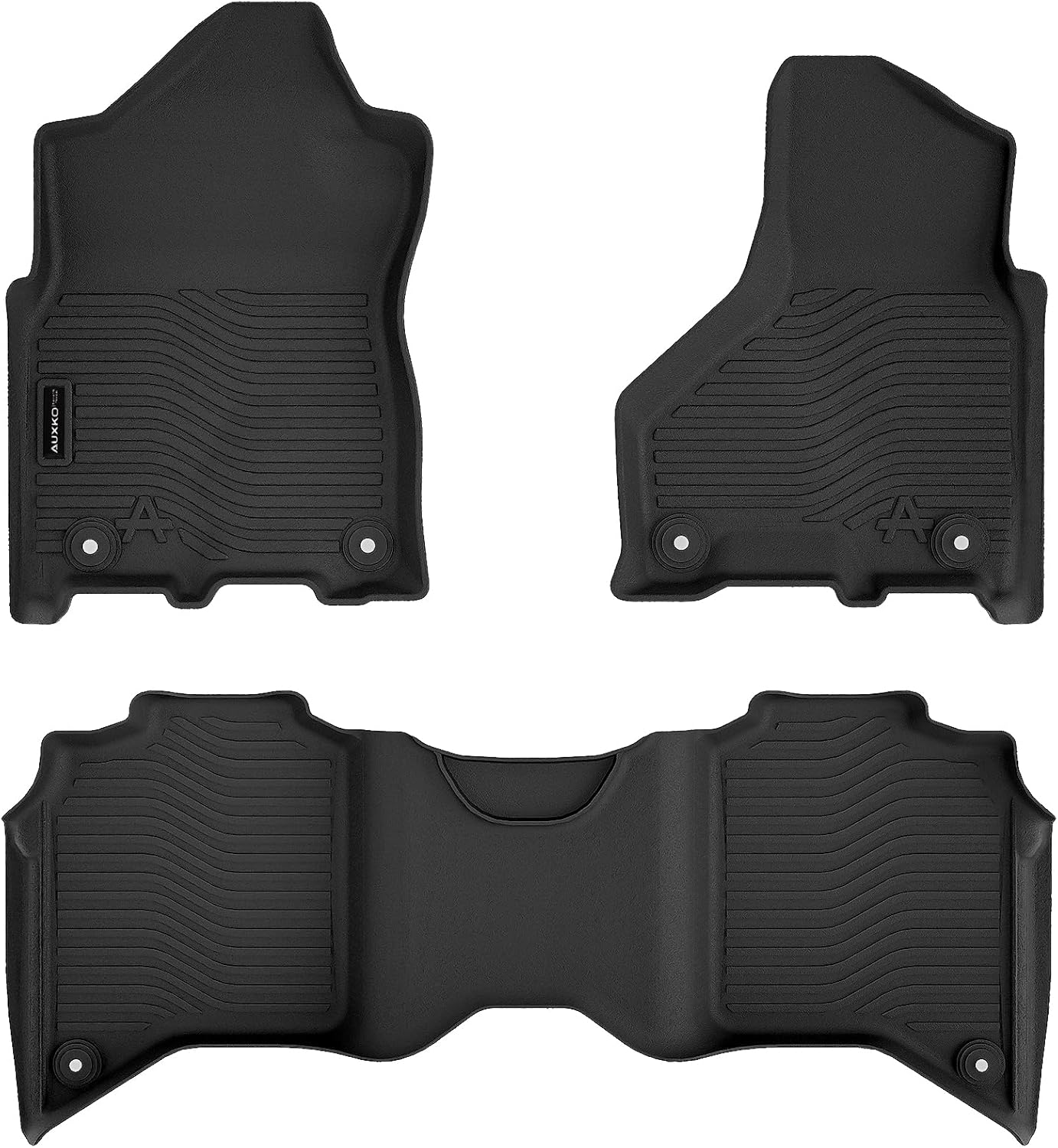 Auxko All Weather Floor Mats Fit for Ram 2500/3500 Crew Cab 2019-2025 2026 TPE Liners Accessories All Season Guard Odorless Anti-Slip Floor Mats for Ram 2020 2021 2022 2023 2024 2025 2026 Black - Image 2