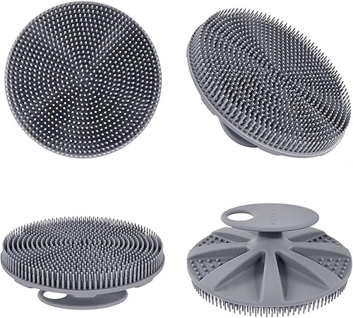 Miniatura 7 de INNERNEED Cepillo de ducha de silicona suave de grado alimenticio, cepillo de limpieza manual para la piel, exfoliante suave y bien enjabonado (gris)