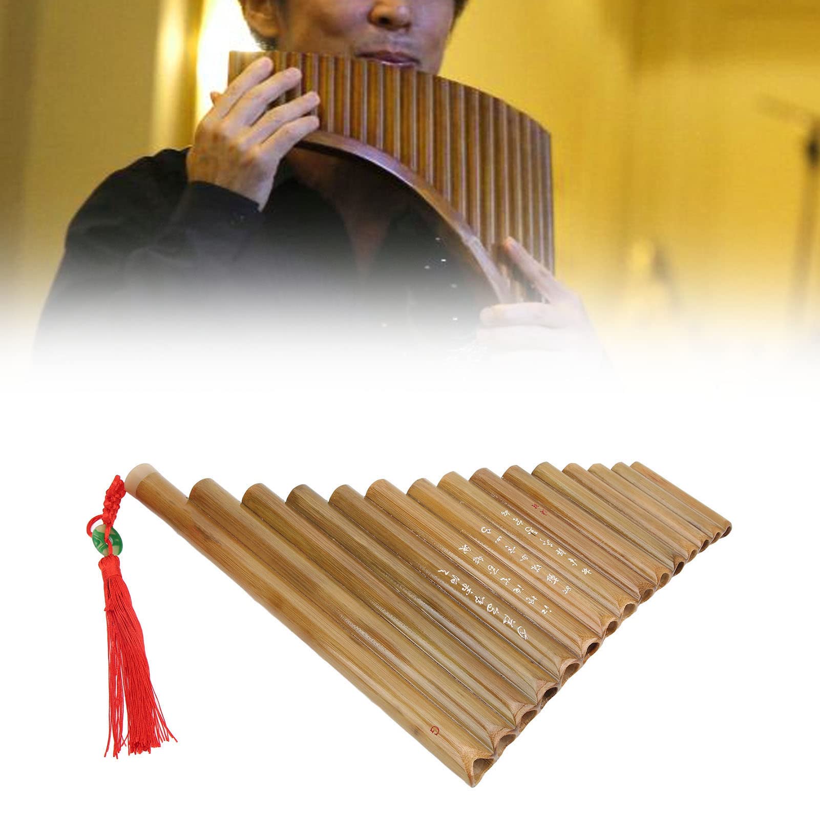 Pan Pipes, flûte de pan facile à apprendre 15 tuyaux pour jouer pour les débutants(Main gauche)