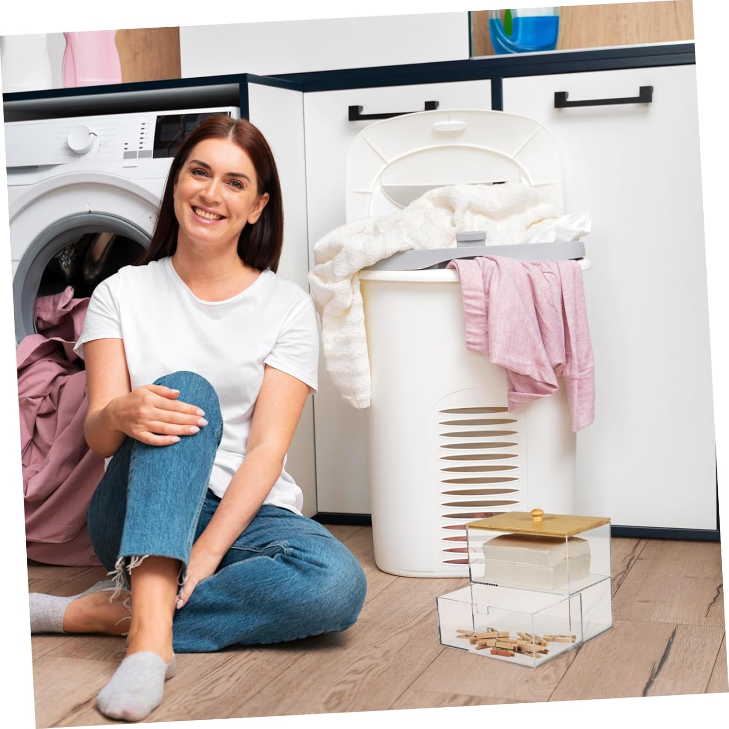 Amosfun 1drawer Clothes Washing Pod Holder Laundry Pod Holder Laundry Organization and Storage Lid