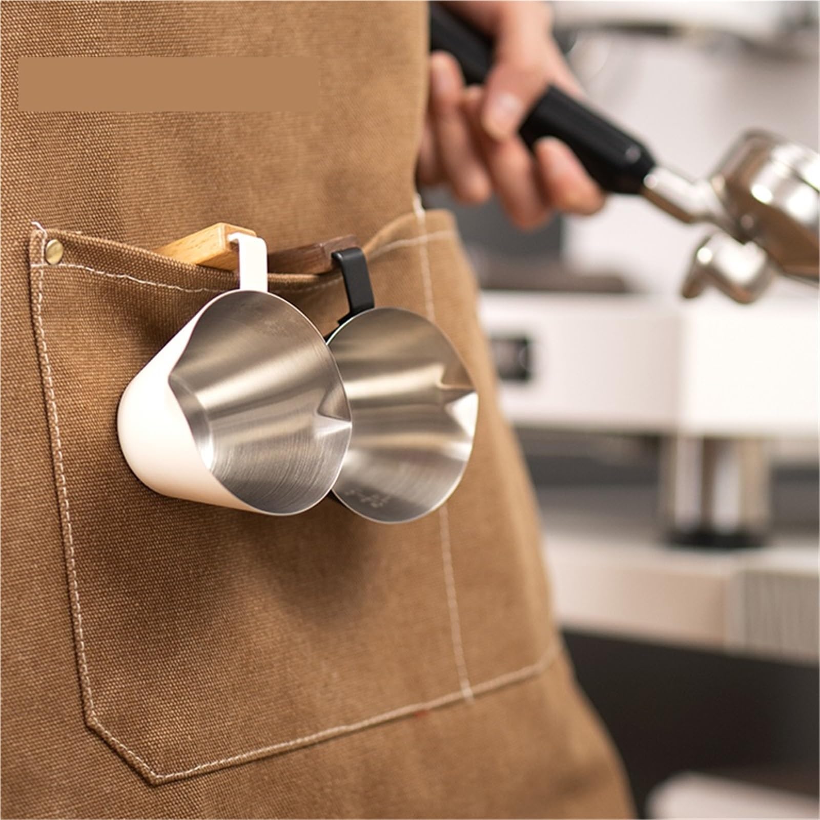 Tazas medidoras de acero inoxidable, taza extracción Espresso doble boca, 100ml con herramientas cocina a escala, 2 uds para Latte Art(Black)