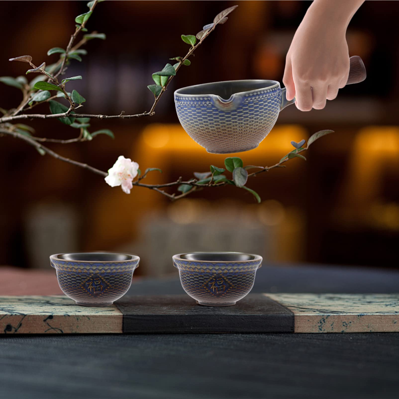 Théière En Céramique Gongfu - Rotation 360° - Infuseur Semi-automatique - Poignée Bois - 190 Ml