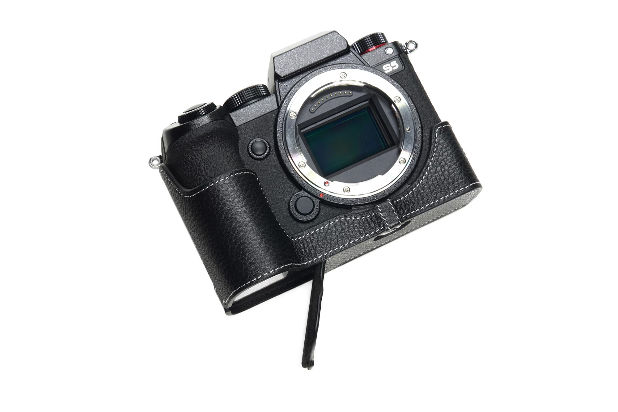 Demi-étui cuir véritable Panasonic S5 Mark II évite rayures noir - 8