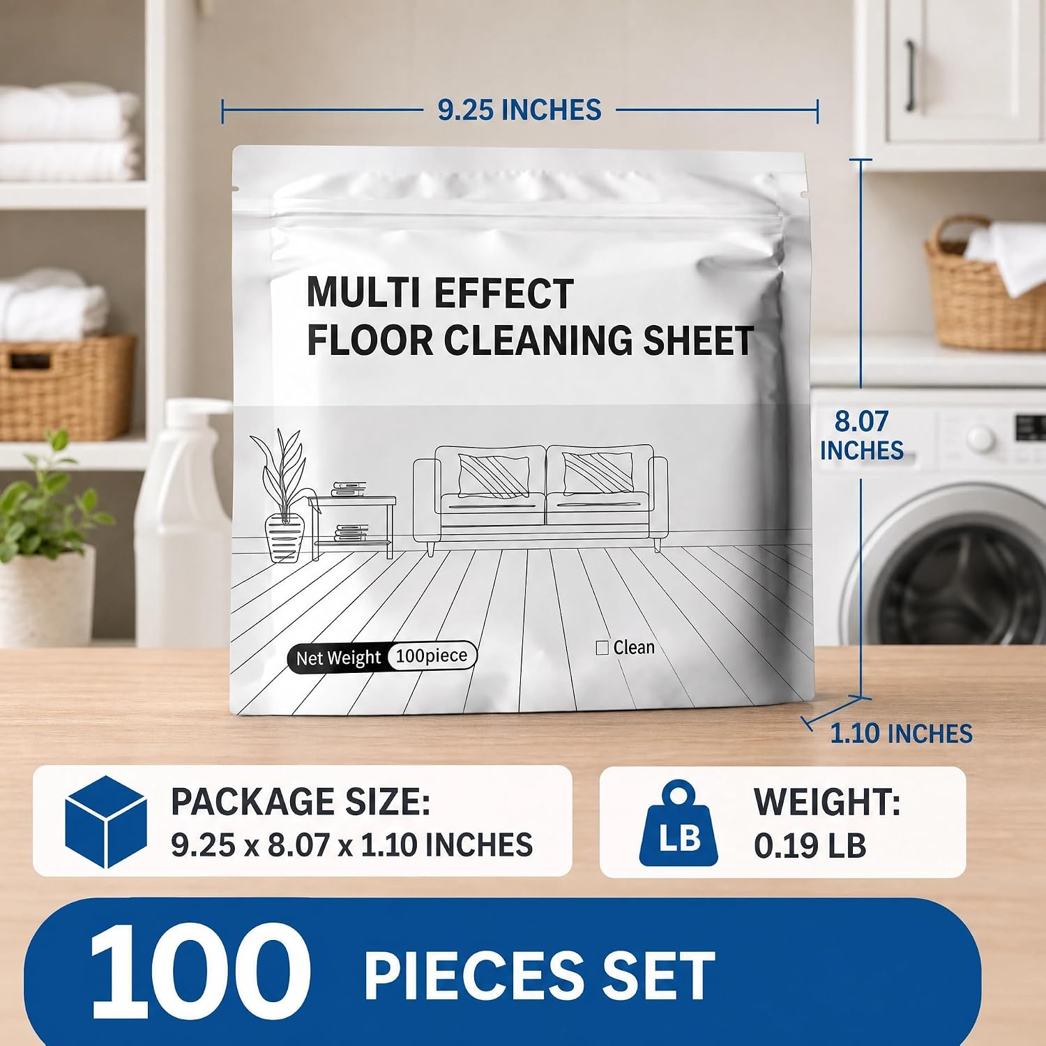 Multi Surface Floor Cleaner Tablets, 100 Count, Fast Dissolving Blue Cleaning Tablets with Camellia Scent, Concentrated Formula for Hardwood, Laminate, Tile, Vinyl and Sealed Floor Surfaces