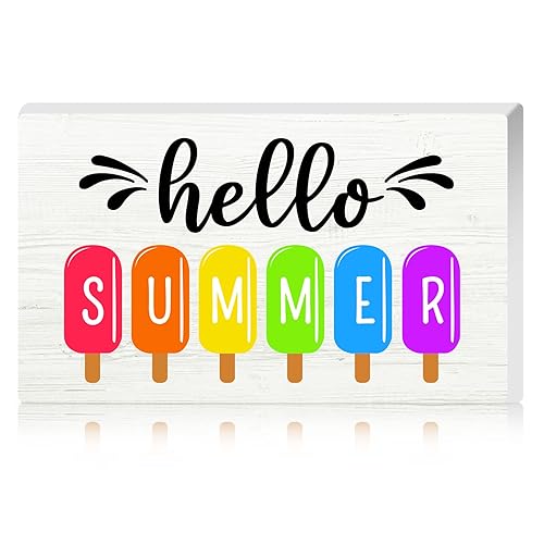 Yalikop Hello Summer Wood Sign for Home Farmhouse Decor 9