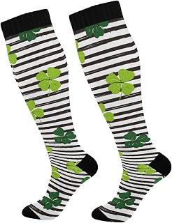 874 Sport Socks Clover Leaf St Patrick'S Day Calf Socks Long Walking Socks Casual Crew Socks For Sports Travel Running 40cm