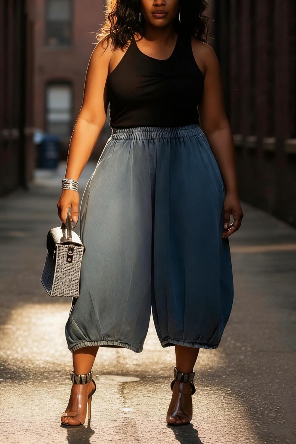 Vakkest Womens Baggy Camo Cargo Jeans Wide Leg Straight Army Fatigue Cropped Denim Pants Camouflage Boyfriend Trousers - Image 3