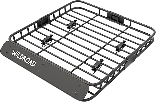 WILDROAD Cesta de Carga para Portaequipajes de Techo, Cesta de Techo de Coche Mejorada con Cerca de 4", 43" x 39" x 4" Cesta Portadora Universal